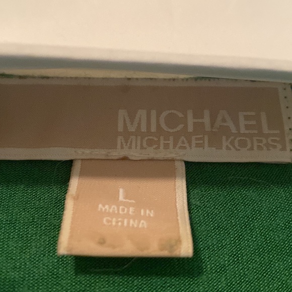 Bold green Michael Kors tank dress in easy care Rayon spandex blend. No smoking - Picture 3 of 5